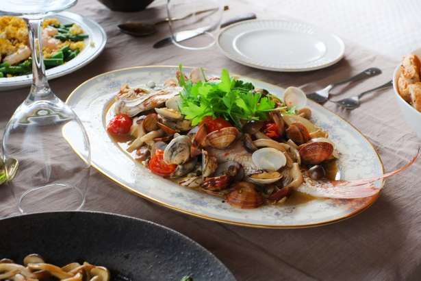 ノンストップ鯛と春野菜のフライパン蒸し
