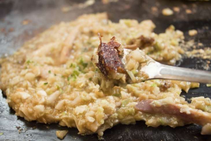 男子ごはんだしもんじゃ焼き