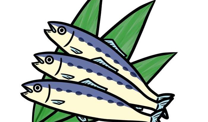 魚が3匹盛られたイラスト