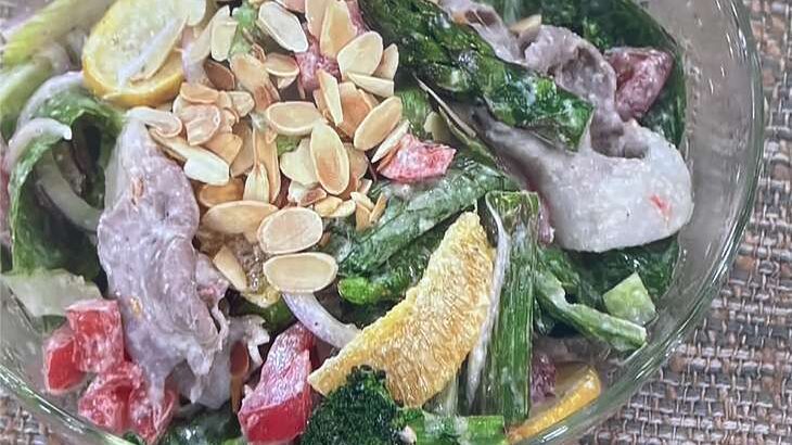 【あさイチ】もりもり野菜と豚しゃぶのオレンジシーザーサラダのレシピ。キスマイ横尾のゴハンだよ（4月11日）