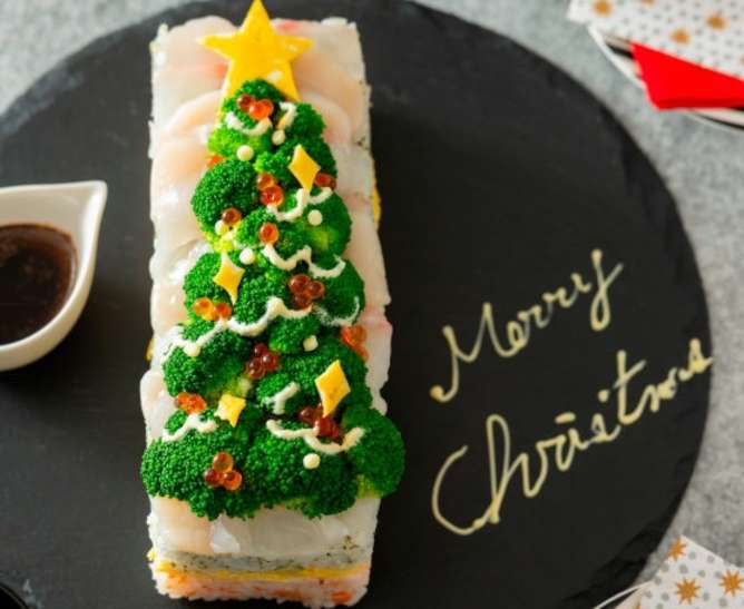 ノンストップクリスマス寿司ケーキ