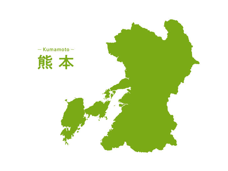 熊本県の地図を描いたイラスト