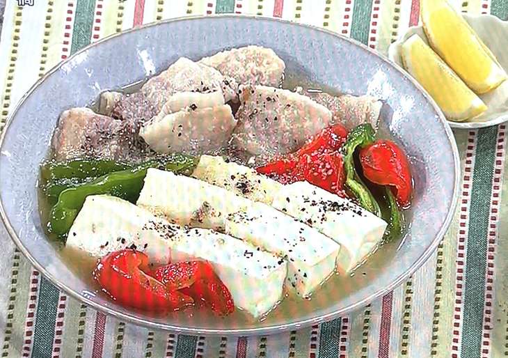 豆腐と豚バラの塩にんにく煮