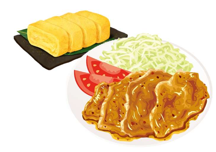 だし巻き玉子と生姜焼き