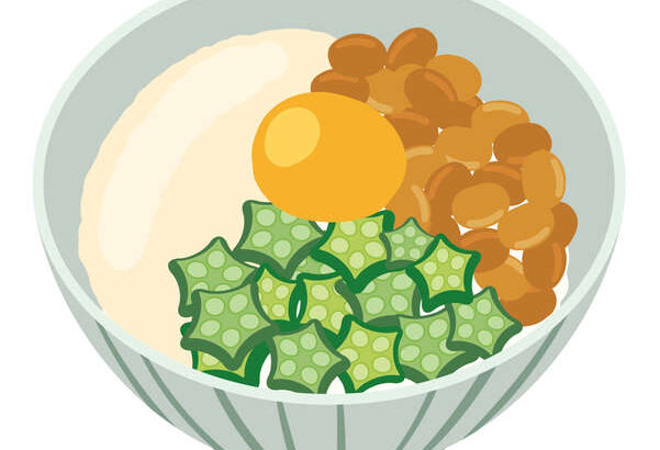 とろろと納豆とオクラのネバネバ丼