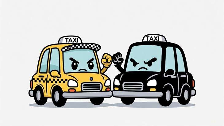 喧嘩するタクシー