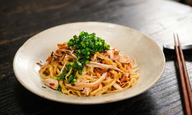 ネギたっぷり混ぜそば