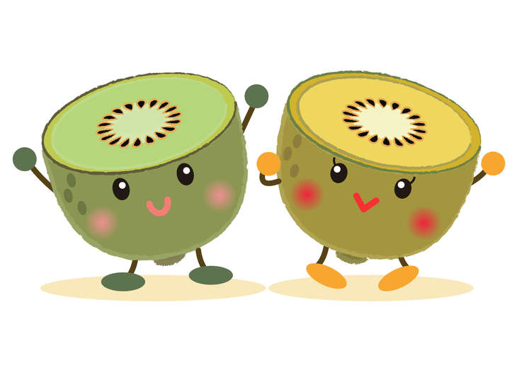 擬人化したキウイのカップル