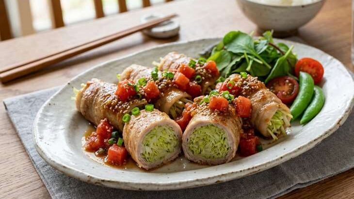 【あさイチ】春キャベツのシャキシャキ肉巻き～トマトみそダレ～のレシピ。みんなゴハンだよ（4月8日）