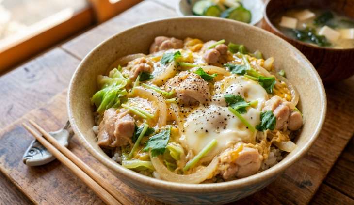 春キャベツの親子丼