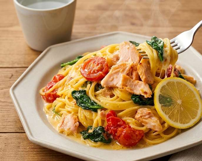 ワンパン鮭チーズパスタ