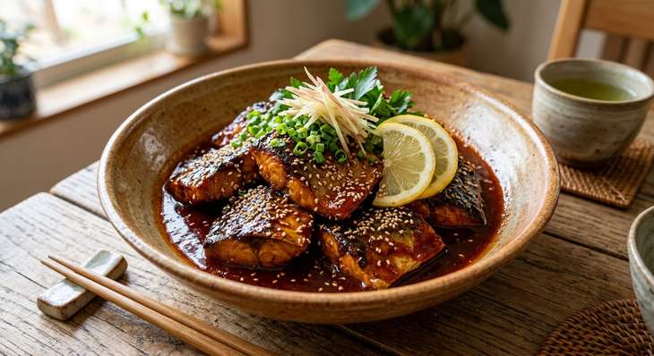 サバの甘辛レモン焼き