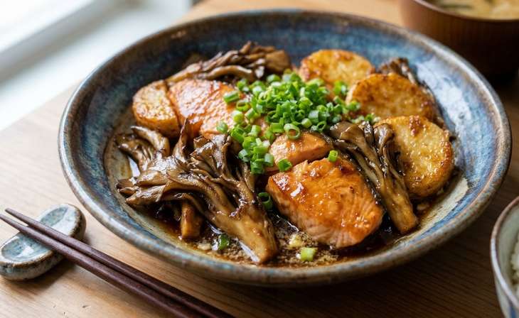 さけ・長芋・まいたけのにんにくバターじょうゆ
